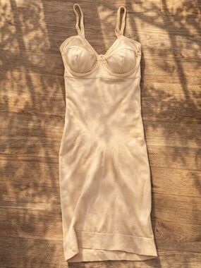 SPANX Nude Shapewear Slip Dress Built-In Bra Adjustable Straps Size S